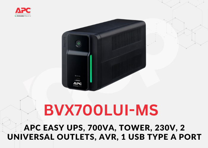 APC Easy UPS, 700VA, Tower, 230V, 2 Universal outlets, AVR, 1 USB Type A Port